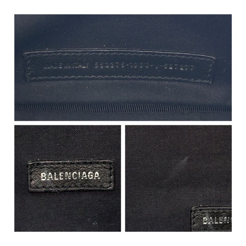 Balenciaga Everyday Logo Print Black Leather 552376 Body Bag Waist Bag Unisex