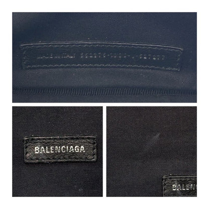 Balenciaga Everyday Logo Print Black Leather 552376 Body Bag Waist Bag Unisex