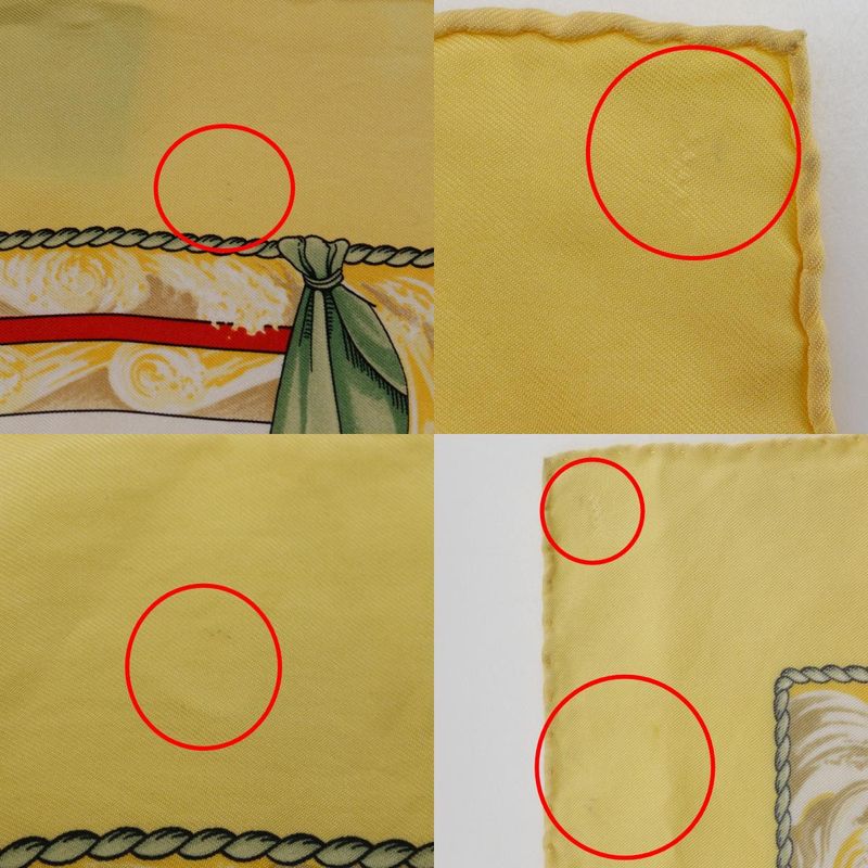 Hermes Carré 90 Vive Le Vent Windblown Silk Yellow Women's Scarf