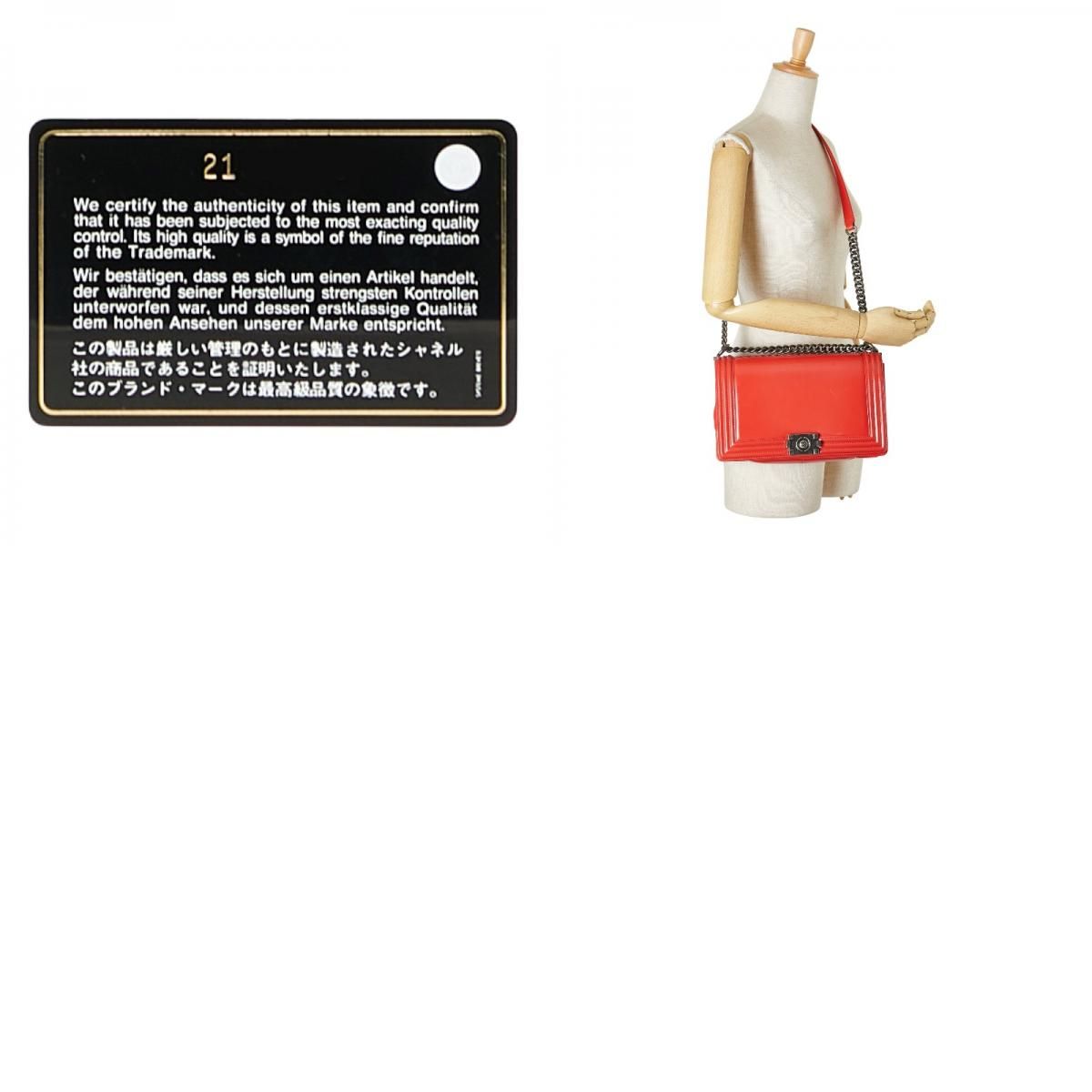 Chanel Boy Chanel Chain Shoulder Bag Red Leather Women Chanel