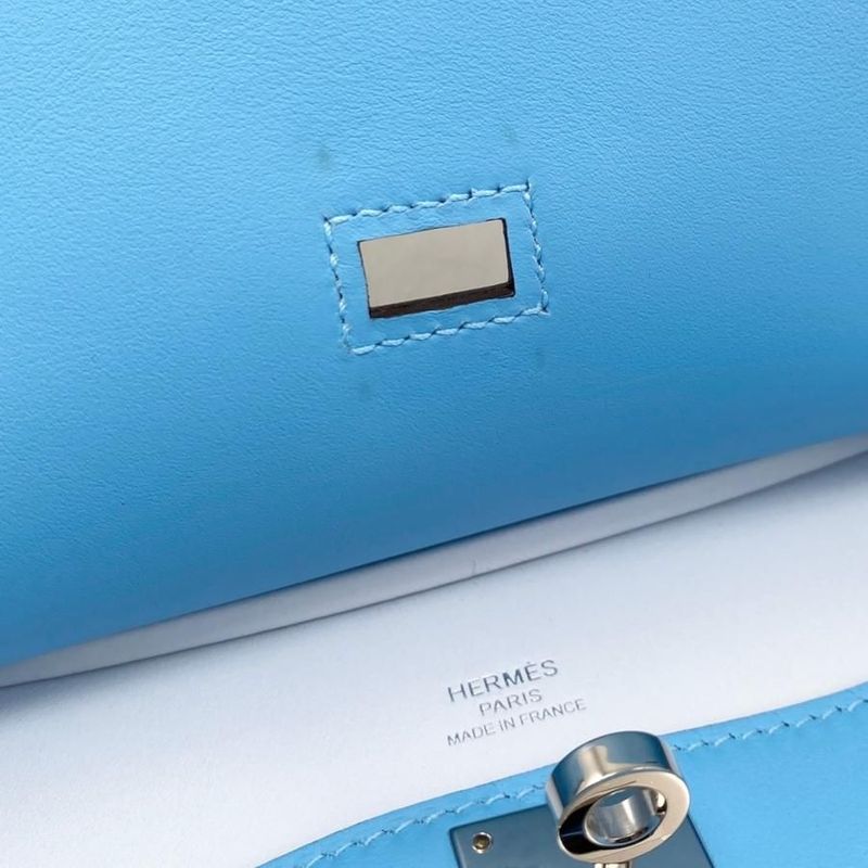 Hermes Shoulder Bag Gipsyère Mini W Engraved Swift Celeste Blue Brume Silver