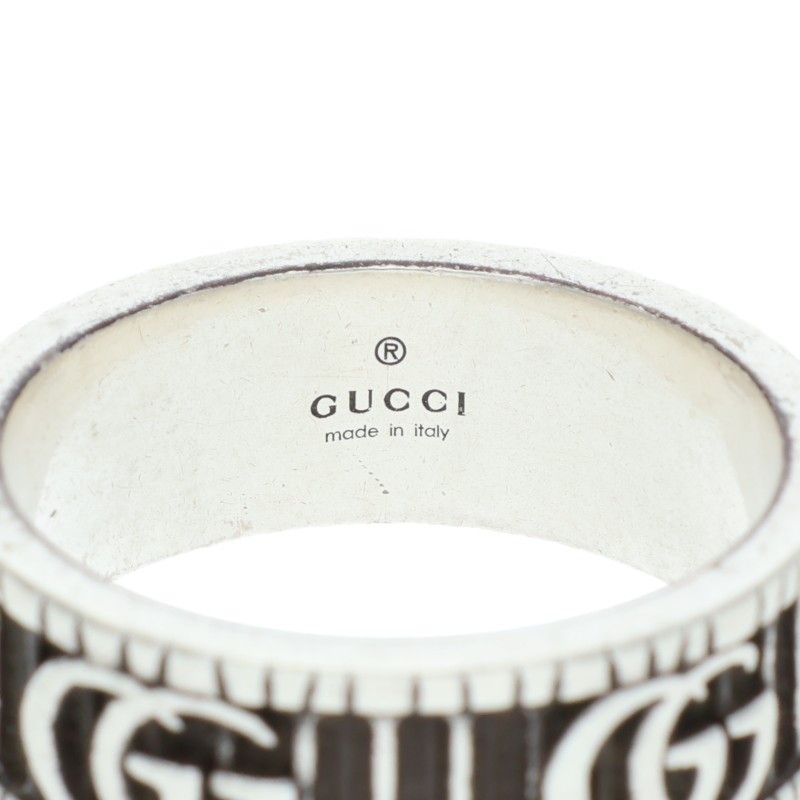 Gucci Silver Ring With Logo Motif Men's Size 19