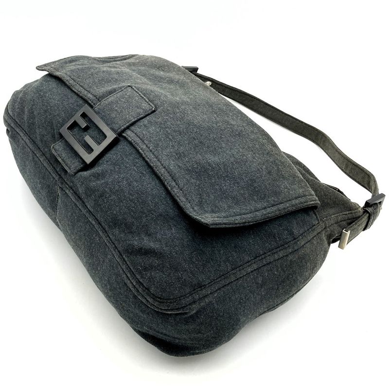 Fendi Handbag Shoulder Bag Mamma Cotton Gray FF Logo Women Men Fashion  Gift