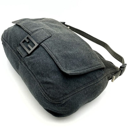 Fendi Handbag Shoulder Bag Mamma Cotton Gray FF Logo Women Men Fashion  Gift