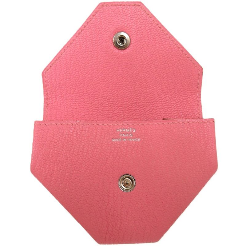 Hermes Le Van Cattle Chèvre Pink X Engraved 0449 Coin Case Hermes
