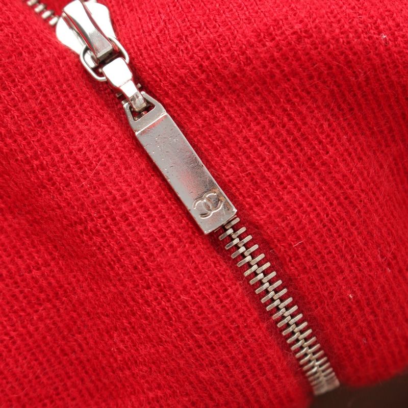 Chanel 06A Cashmere Double Zip Up Vest Sleeveless Top P29666 Red 38