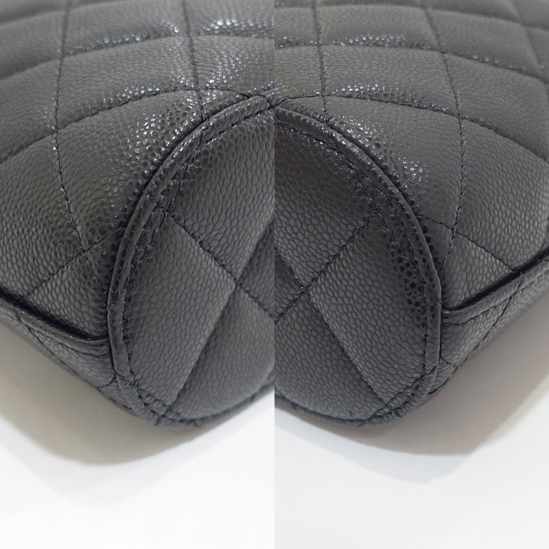 Chanel Chain Clutch Bag 2WAY Bag Caviar Skin Black Chien Pangold