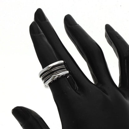Bvlgari B-zero1 4-band Black Enamel #47 Ring 18K White Gold Ladies