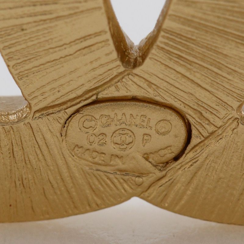 Chanel Coco Mark Gold Plated X Rhinestone X Faux Pearl Pink 02P Ladies 15.3g