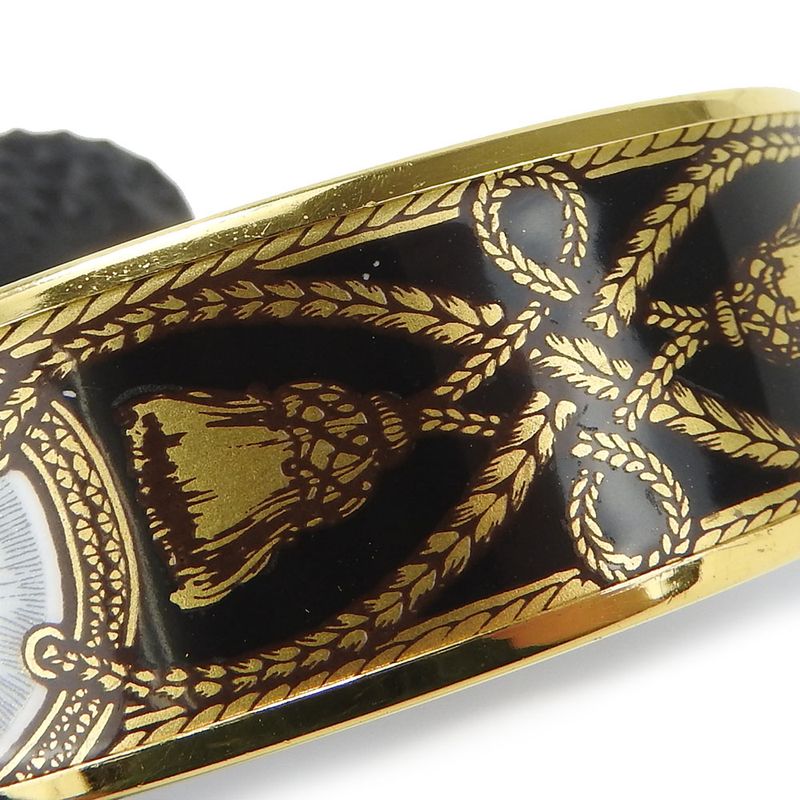Hermes Bracelet Emile GM Metal Cloisonne Multicolor Gold Black Horse Jewelry