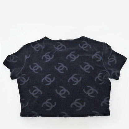 Chanel Coco Mark Velor Chibi T-shirt Black 40 96P Short Sleeve T-shirt