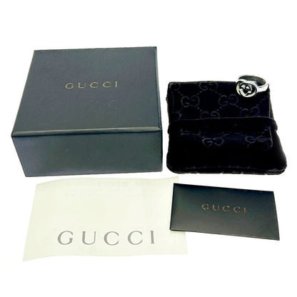 Gucci Silver Interlocking G Ring 6.1g 925 Engraved 376335 Ring