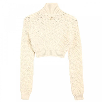 Fendi Knit Women's FF Logo Cropped Sweater Long Sleeve Clothing Tops Apparel