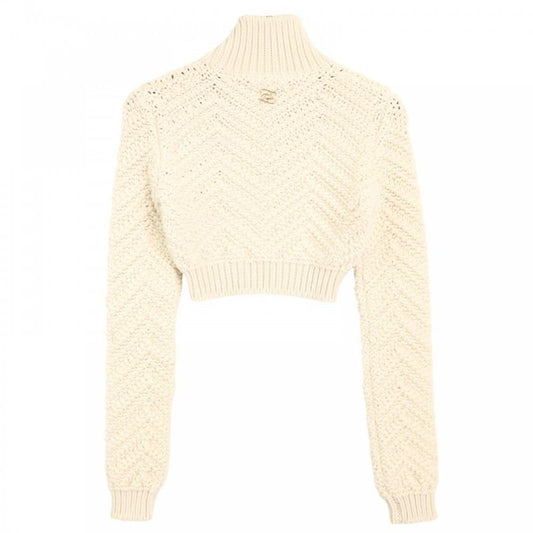 Fendi Knit Women's FF Logo Cropped Sweater Long Sleeve Clothing Tops Apparel