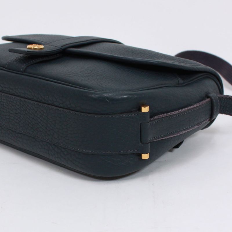 Hermes Noumea Buffalo Navy Shoulder Bag Gold