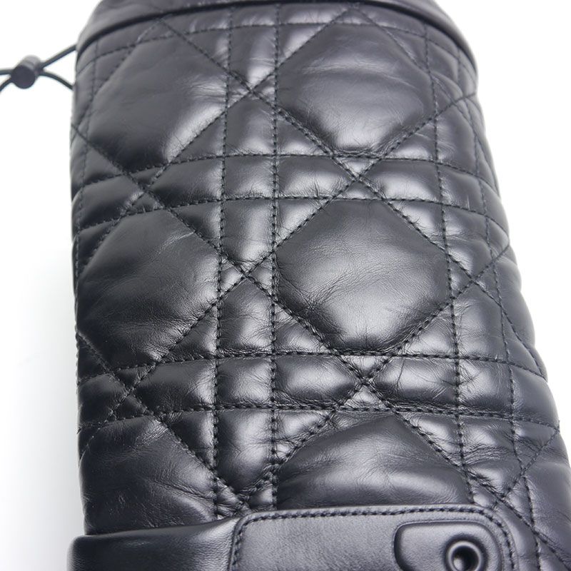 Dior Long Boots Cannage 37 Black Leather Lace Up