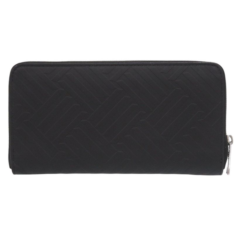 Bottega Veneta Round Zipper Debossed Intrecciato 593217 Rubber Black Long