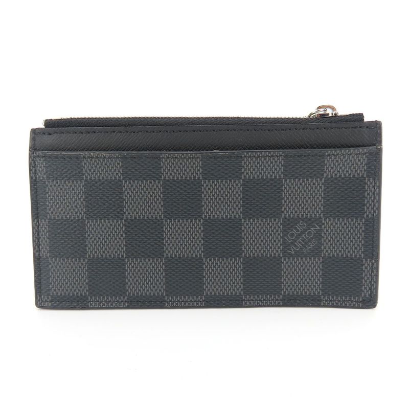 Louis Vuitton Card Case Coin Card Holder N64038 Damier Graphite Black Gray