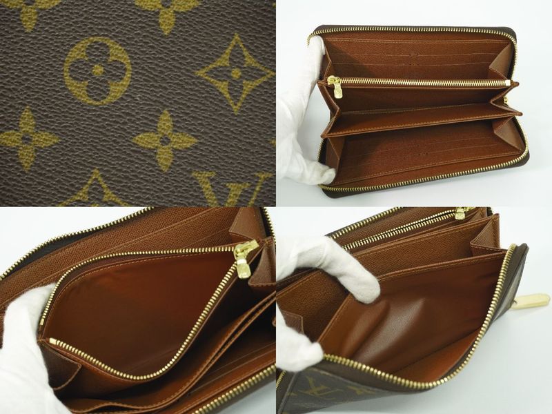 Authentic Louis Vuitton LV Zippy Wallet Monogram Round Zipper Long Wallet Brown