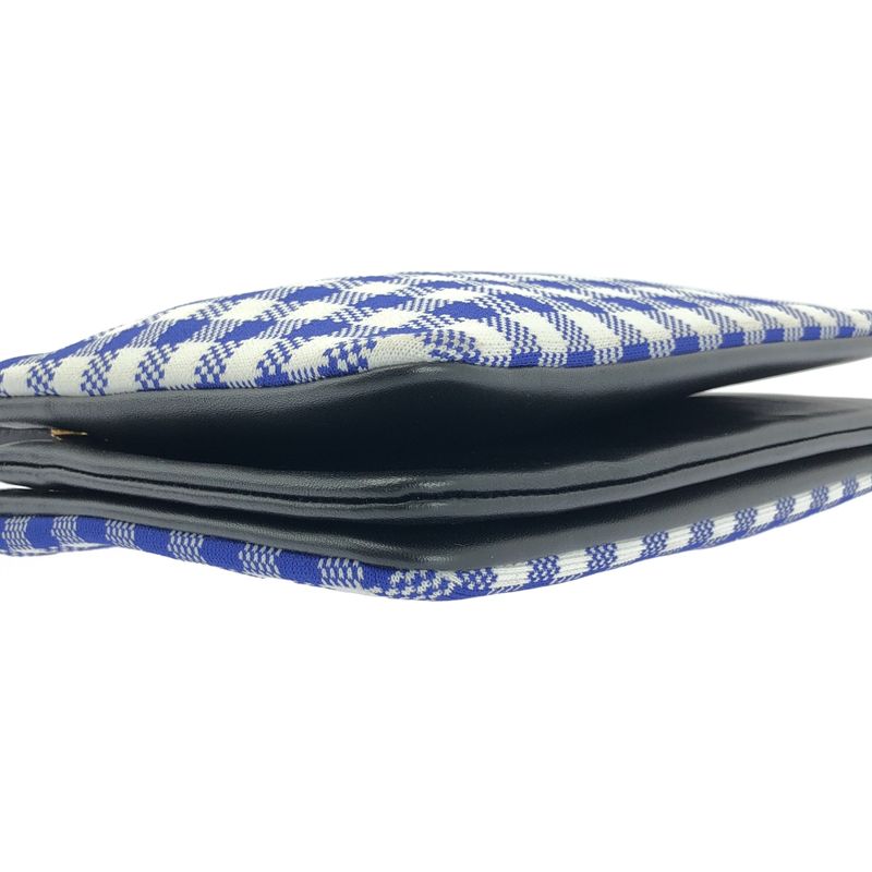 Celine - Phoebe Trio Knit And Leather Check Shoulder Bag - Cobalt Blue White -