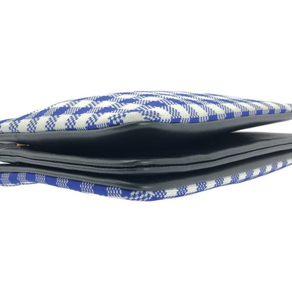 Celine - Phoebe Trio Knit And Leather Check Shoulder Bag - Cobalt Blue White -