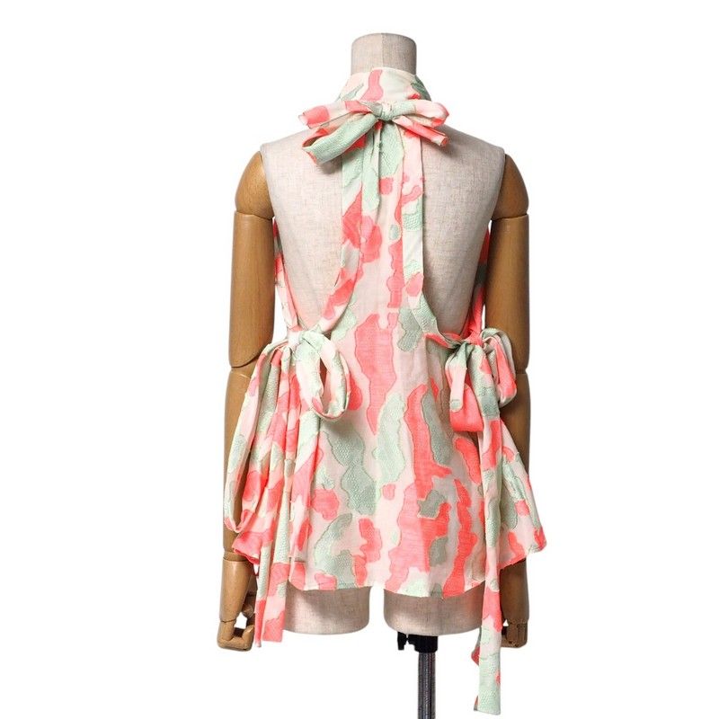 Louis Vuitton Blouse Size 36 Cotton Silk Blend Sleeveless Tunic Ribbon Lame
