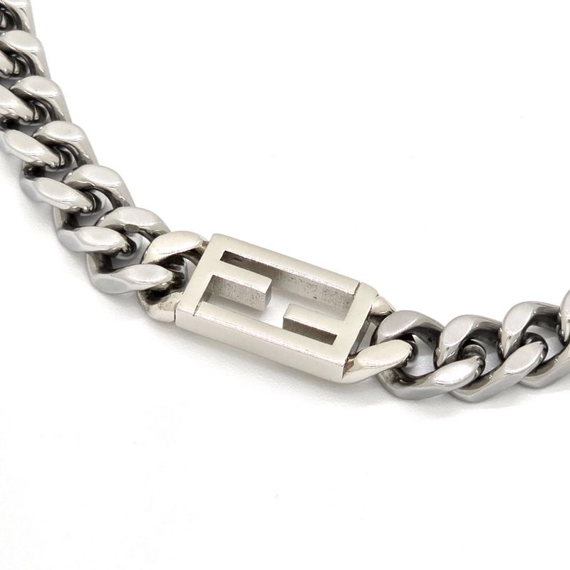 Fendi Baguette Necklace Chain Link Palladium Polished Metal 46cm (1811in) Long