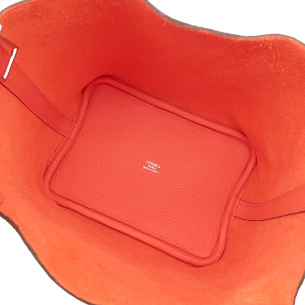 Hermes Handbag Picotin Lock PM Taurillon Clemence Orange Field Silver Hardware