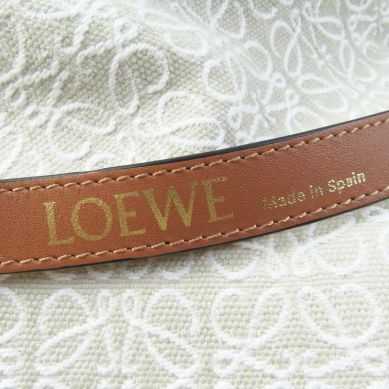 LOEWE Cotton Polyester Calf Leather Anagram Jacquard Hat / Bucket Hat Beige
