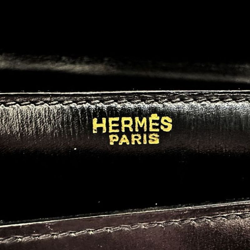 Hermes Vintage Box Calf Black Ladies Handbag