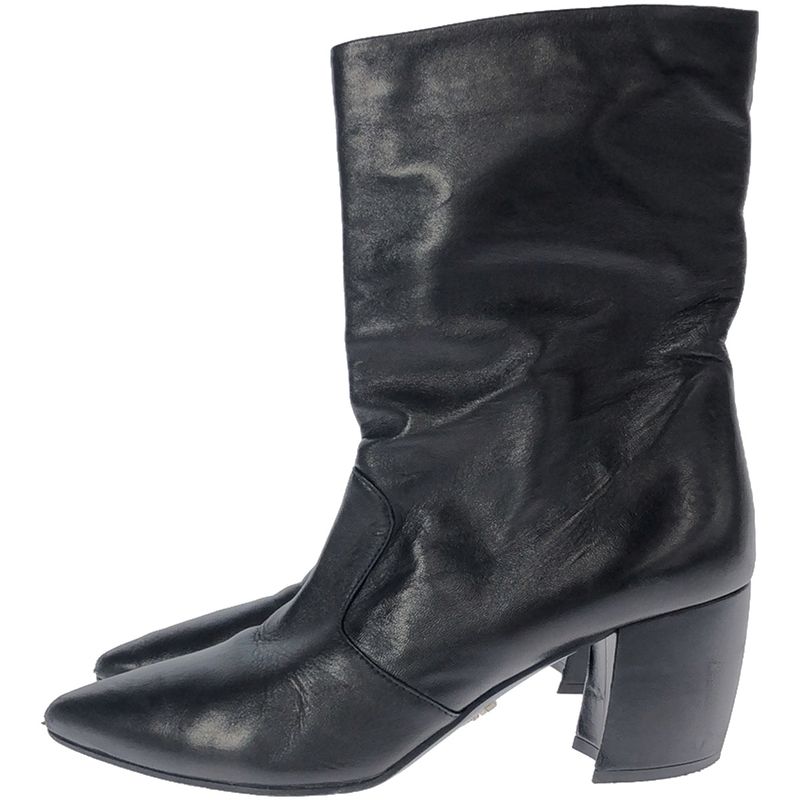 Prada Short Western Heel Boots Black 37 1 2
