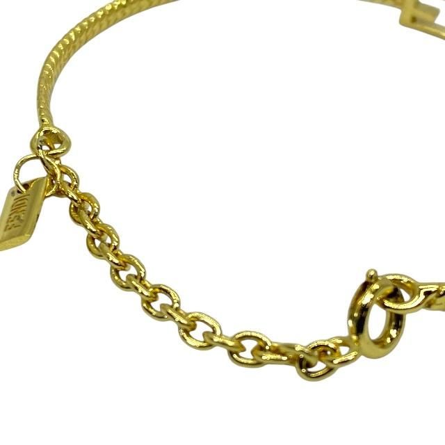 Fendi Baguette Bracelet Bangle Accessories Small FF Logo Gold [size S]