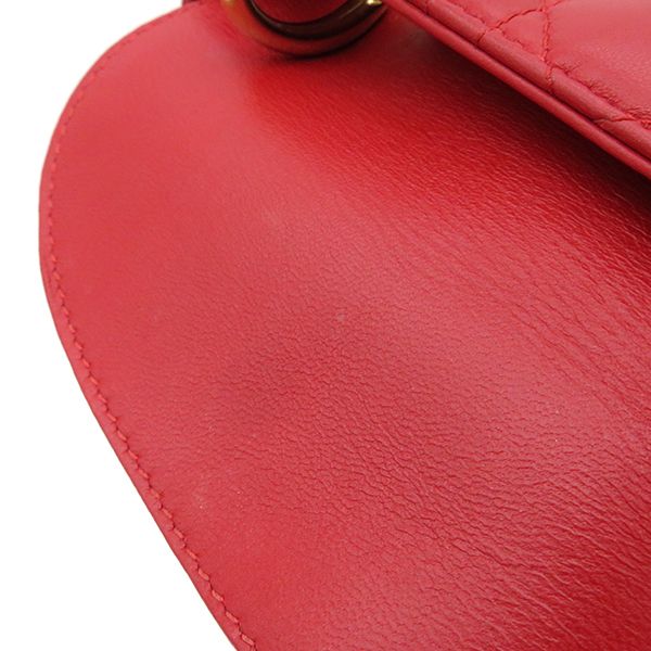 Christian Dior 2way Bag Lady Dior Mini Lambskin Red Gold Hardware Red Shoulder