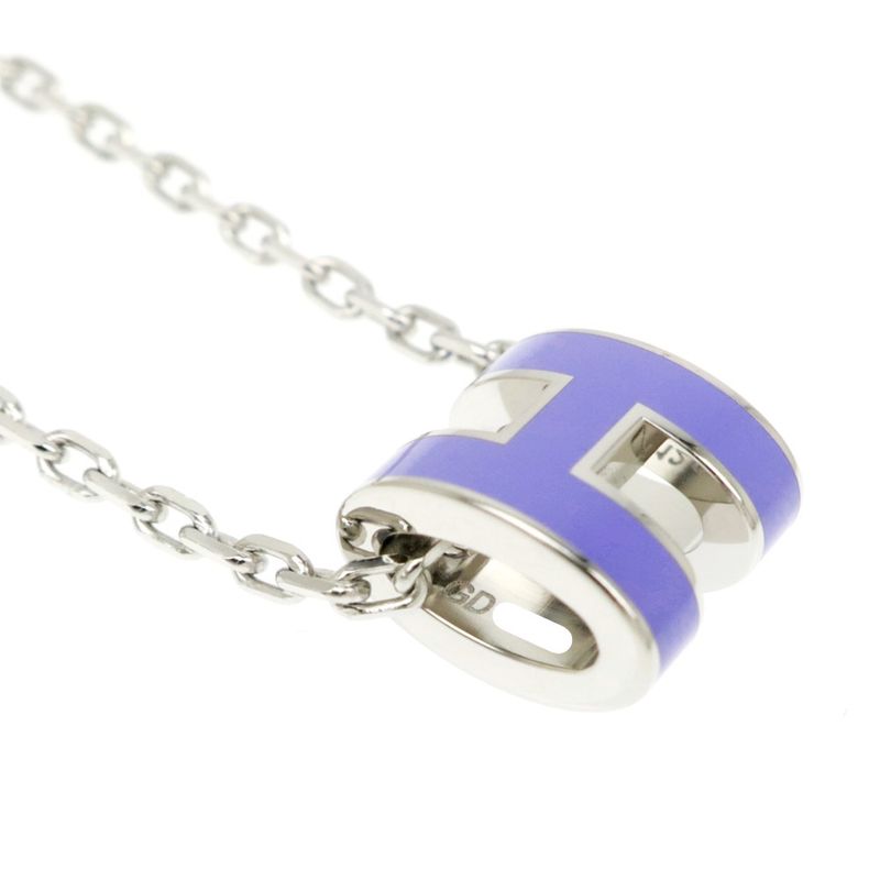 Hermes Necklace Pop Ash Mini Pendant H Lila Silver-color- Accessories-