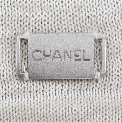 Chanel Logo Plate P12872v00569 Cotton Beige Women's Cardigan
