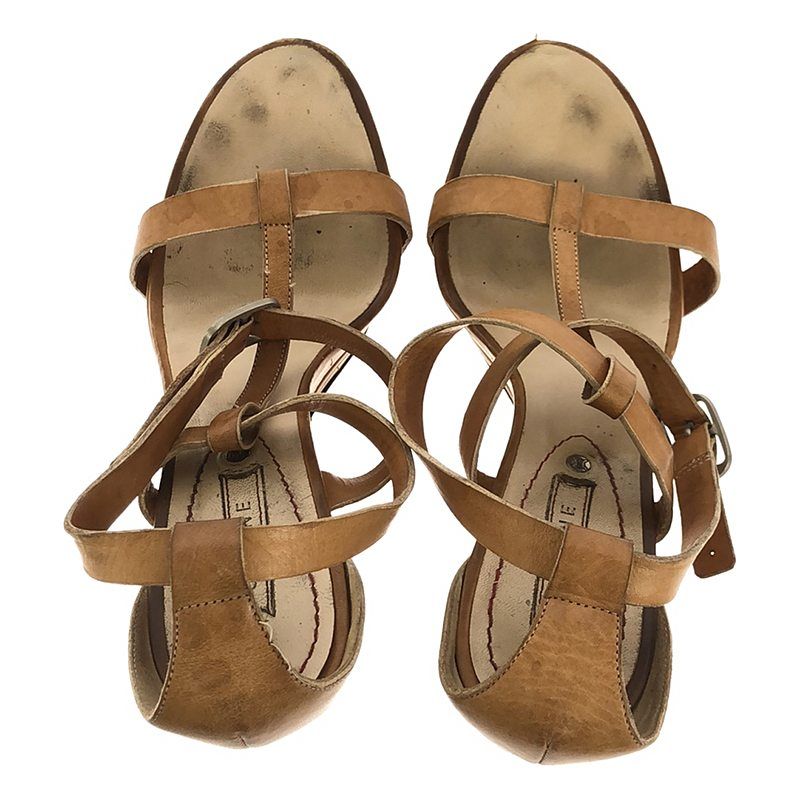 Celine - Wedge Sole Ankle Strap Sandals - Beige - Women's