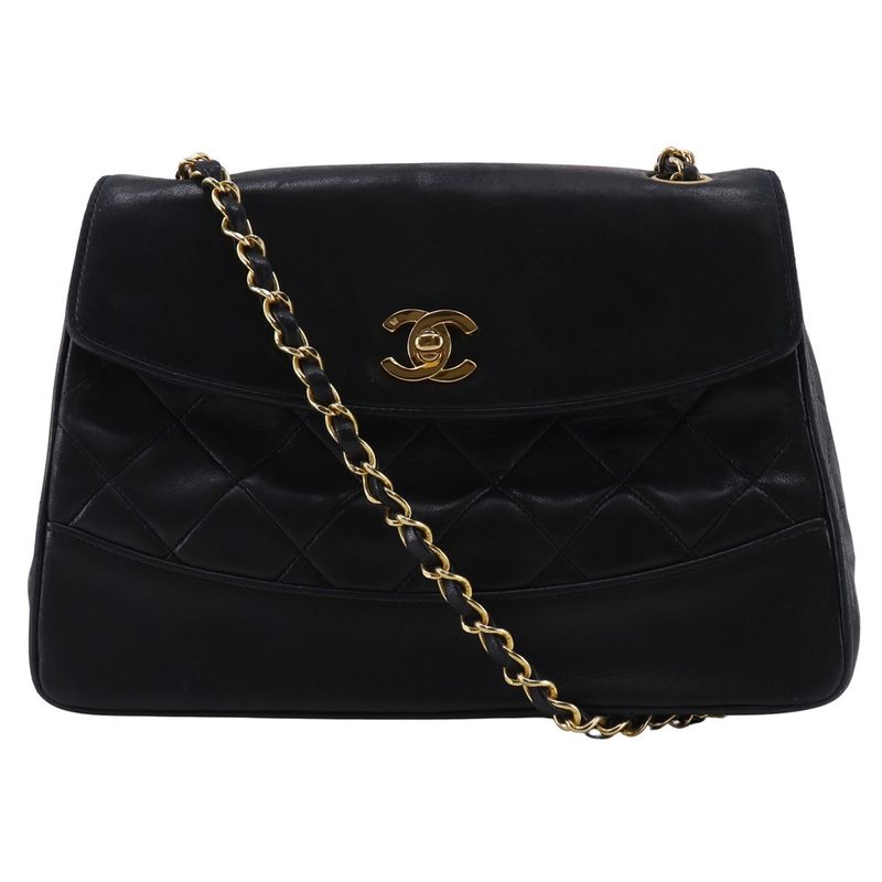 Chanel Matelasse Chain Shoulder Vintage Lambskin Black Women Shoulder Bag