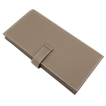 Hermes Long Wallet Bearn Souffle Vaux Epson Etoupe Gold Hardware Unused Glazed