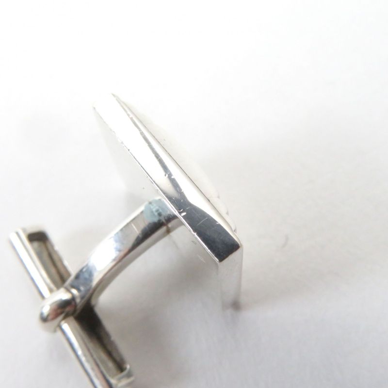 Hermes Ag925 Cadena Motif H Logo Square Form Cufflinks Button /