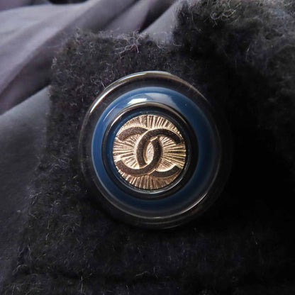 CHANEL P62024 Alpaca Coco-mark Buttoned Extra Long Length Coat Dark Navy 38