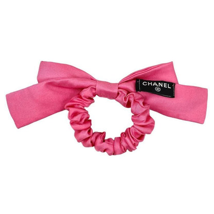 (near Fine) Chanel Aa9064 Logo Silk Ribbon Chou Pink Hair Accessory W/box Used