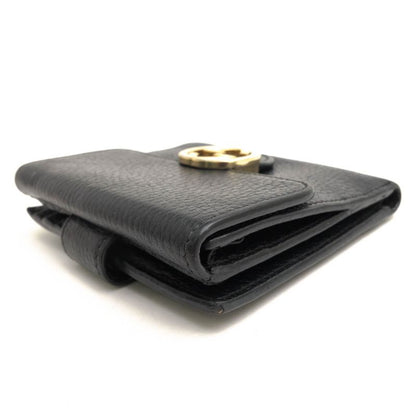 Gucci Wallet Women Leather Genuine Black 598167 Interlocking G with Coin Purse
