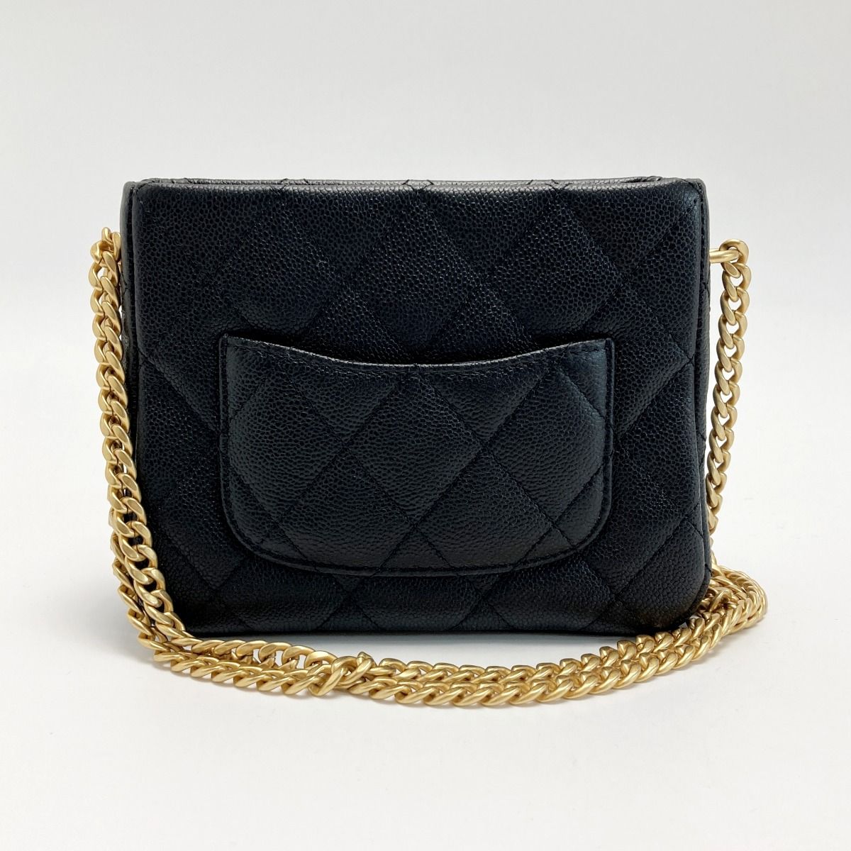 Chanel Cocomark Matelasse Chain Shoulder Bag As3830 Black Caviar Skin Heart