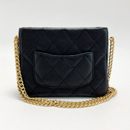 Chanel Cocomark Matelasse Chain Shoulder Bag As3830 Black Caviar Skin Heart