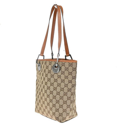 Gucci Shoulder Tote Bag Canvas Leather Brown 36ka917
