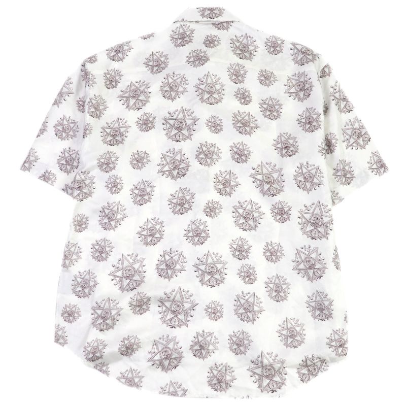 DIOR Homme 243c556a5649 100% Silk CD Etoile Total Short Sleeve Shirt White 39