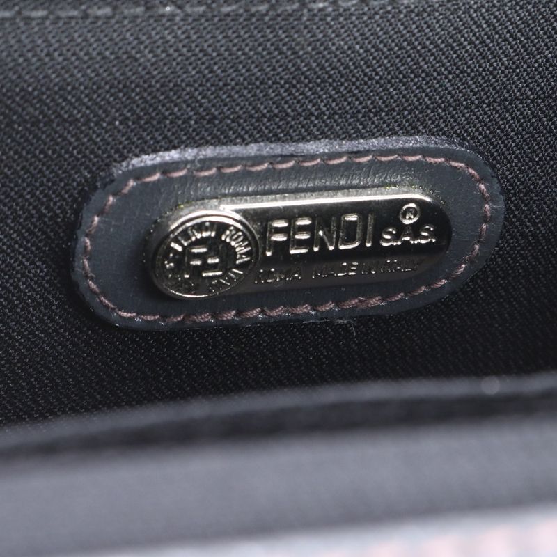 Fendi Leather Vanity Handbag Top Handle Tote Gray Velour Women's MME Ca5-1