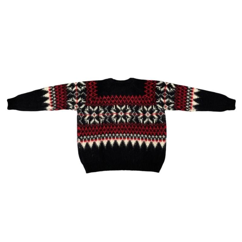 Celine Sweater Fair Isle Logo Knit Crewneck 2aa80628s Size S 22aw Black Red