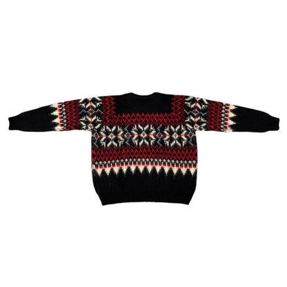 Celine Sweater Fair Isle Logo Knit Crewneck 2aa80628s Size S 22aw Black Red