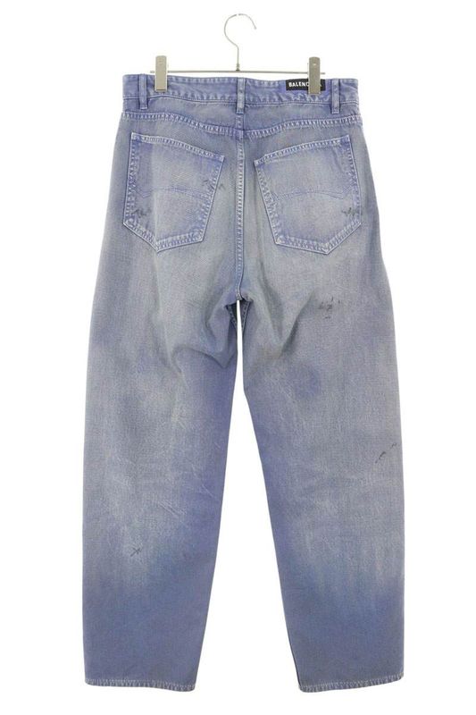 Balenciaga 786468 Tqw53 Graphic Washed Denim Pants Men's XS